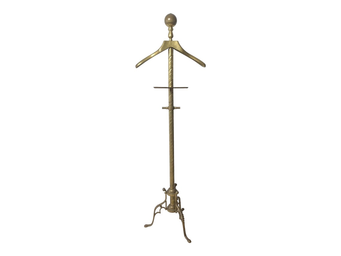 Vintage Brass Clothing Valet Butlers Rack Dressing Stand Coat Etsy