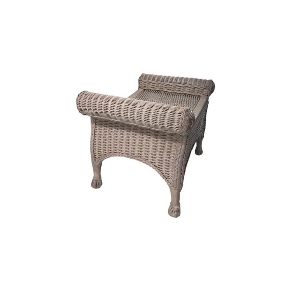 Wicker and wood Vanity desk stool Scrolled Arms by Pier One Jamaica Collection