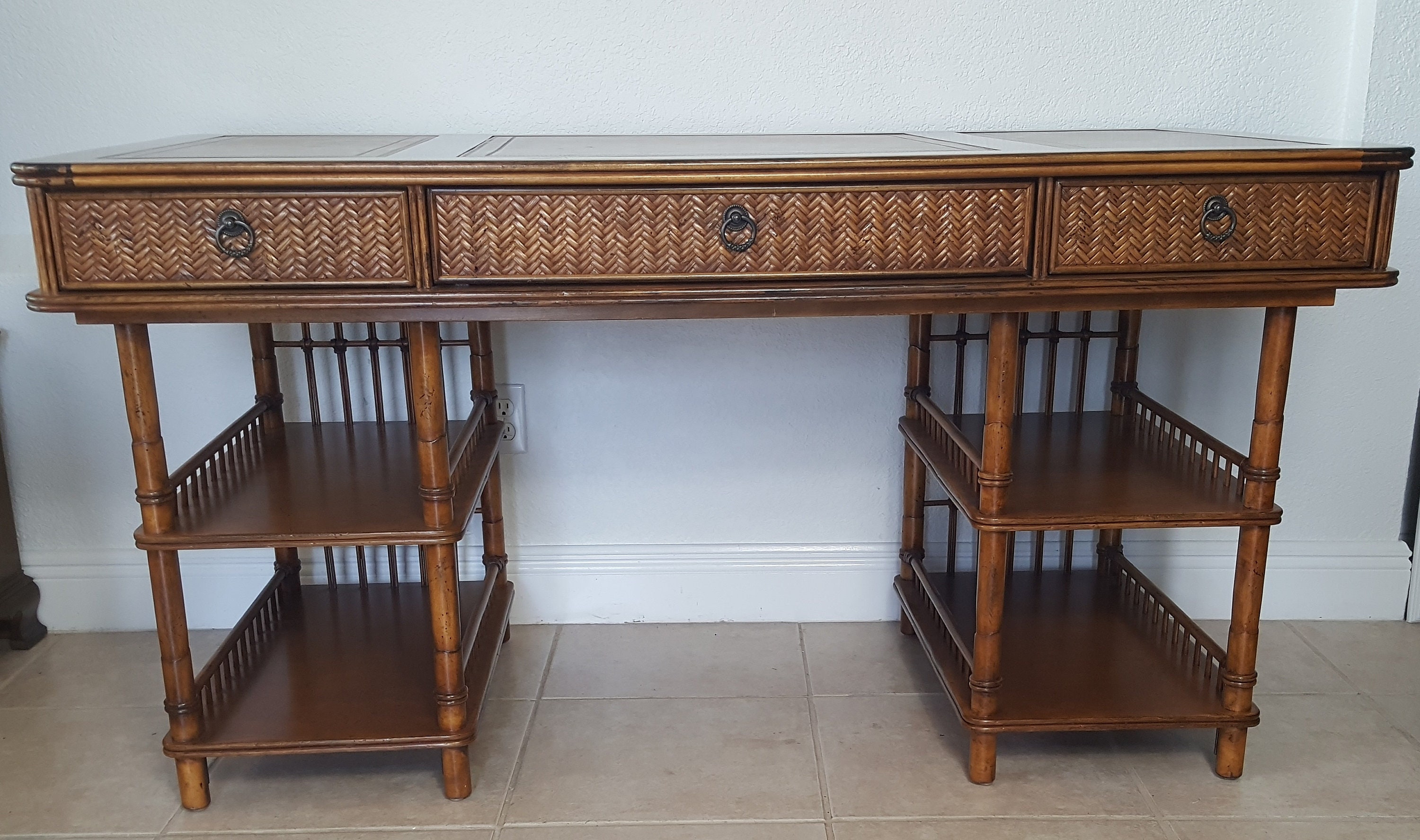 Tommy Bahama British Colonial Bamboo and Rattan Desk Etsy