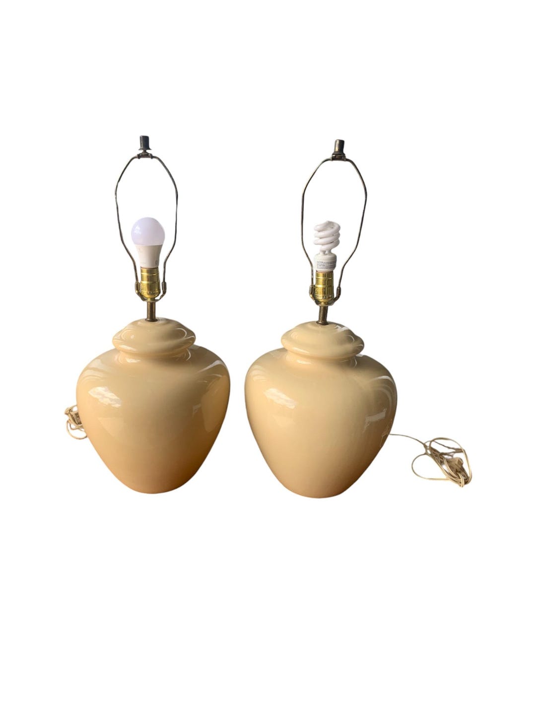 Ceramic Ginger Jar Shaped Table Lamps , Set of 2 Beige/ Cream Color 25" H - Etsy