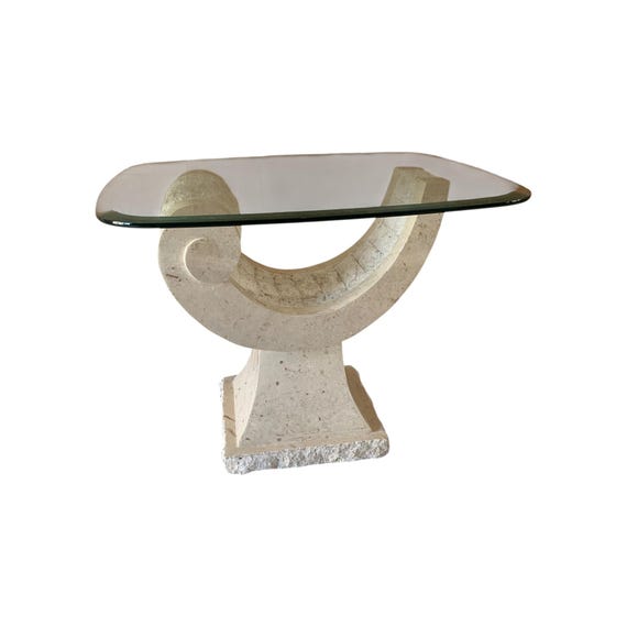 Tessellated Mactan Stone Organic Shape Base Rectangular Side Table Art Deco