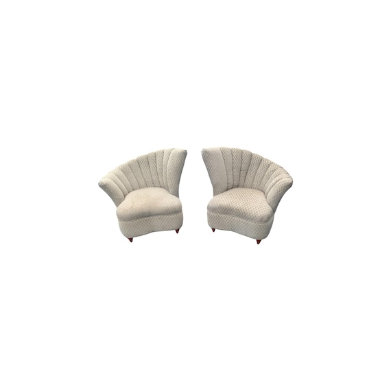 Hollywood Regency Art Deco Style Asymmetrical Channel Back Chairs (Pair)  Shipping not included