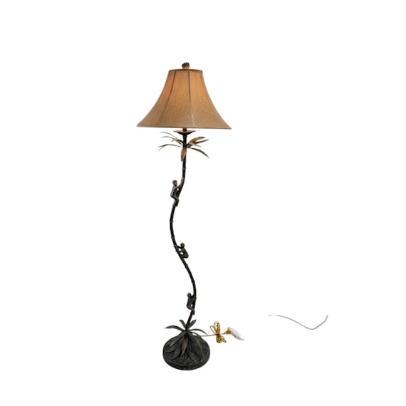 Vintage Slim Floor Tall Palm Tree Monkeys Climbing Maitland Smith Style