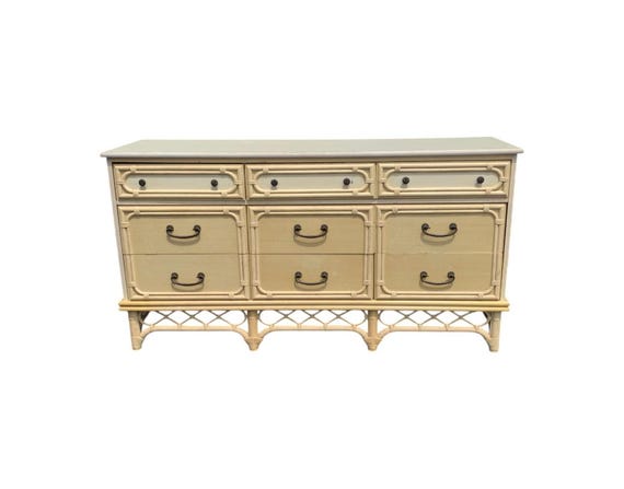 Faux Bamboo Ficks Reed Style Dresser 9 drawers