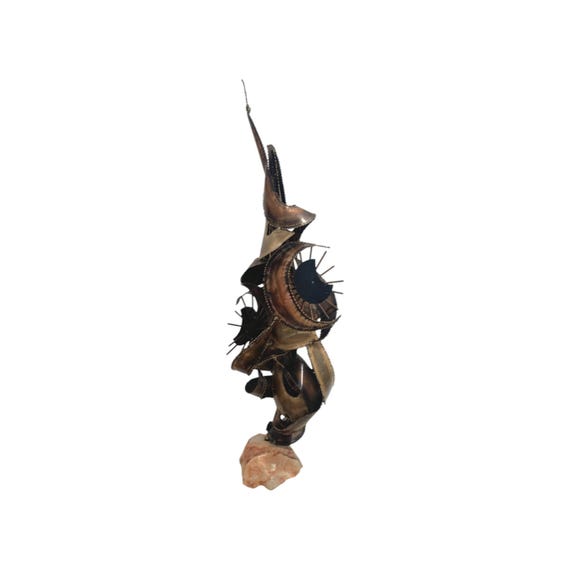 Vintage Brutalist Torch-Cut Metal Sculpture Mid Century Jere Bijan Style