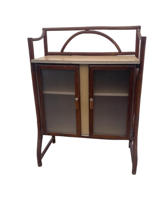 1960s Rattan Tiki Bar cabinet with Doors