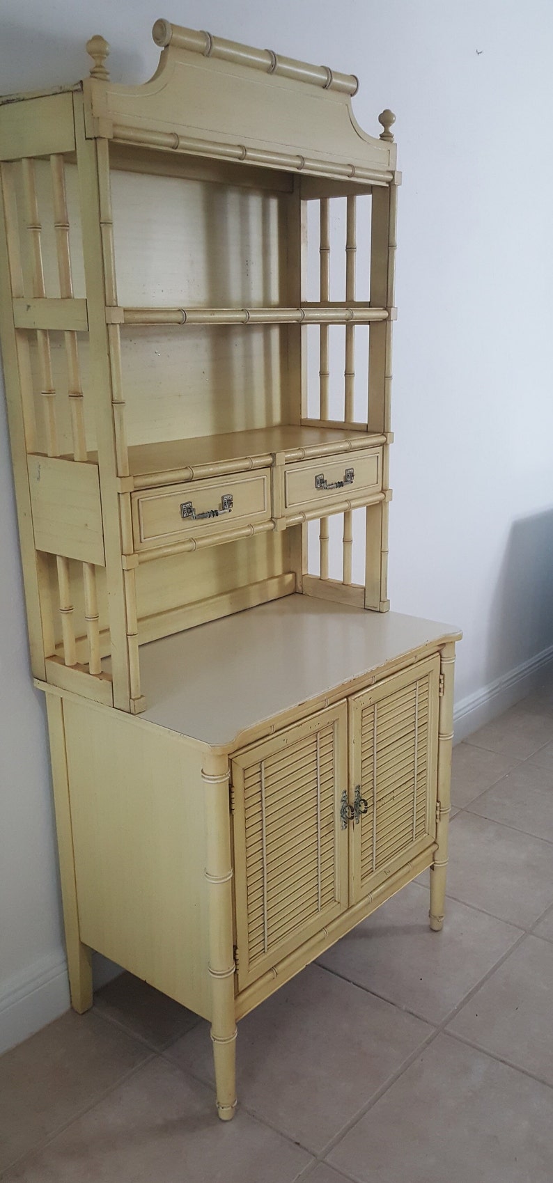 Henry Link Bali Hai Faux Bamboo Hutch and Hollywood Etsy