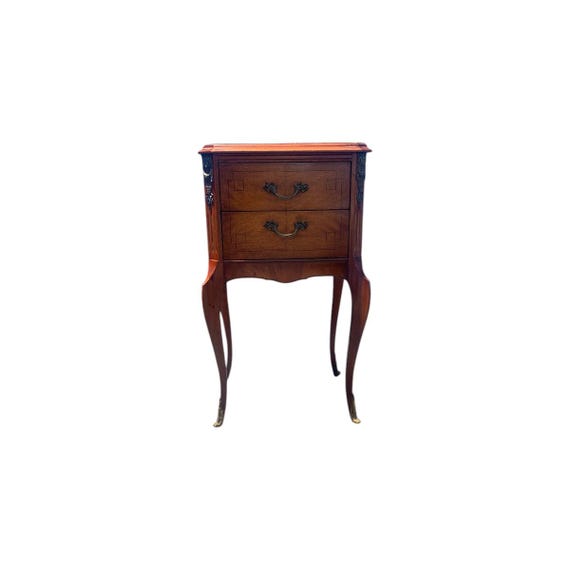 Flint & Horner Louis XVI Style Nightstand With Two Drawers And Cabriolet legs