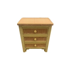 Lexington Henry Link Wicker 3 Drawer Nightstand Yellow