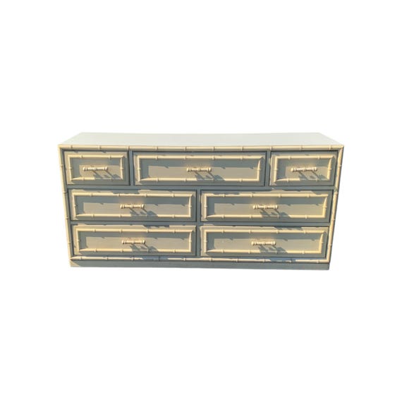 Vintage Dixie Aloha Collection Faux Bamboo Dresser with 7 Drawers