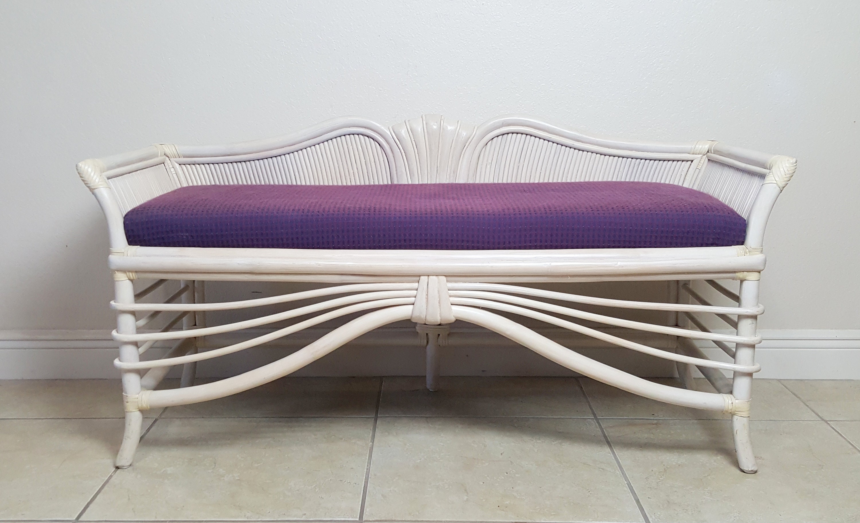 Rattan bedroom Bench with cushion Etsy