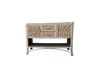 Rattan Sideboard bamboo and wicker buffet cabinet credenza boho coastal 49"