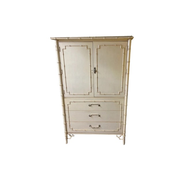 Thomasville Allegro Fretwork Chinese Chippendale Faux Bamboo TV Armoire