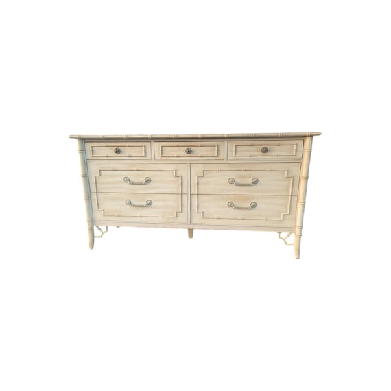 Thomasville Fretwork Allegro Faux Bamboo Dresser Palm Beach Chinese 7 drawers