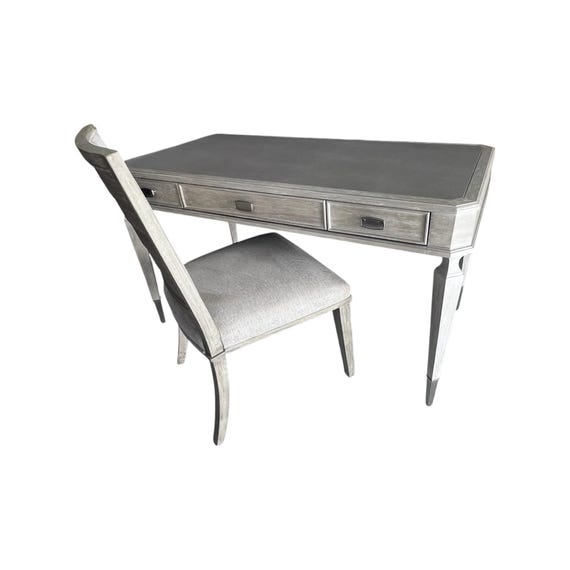 Sligh Greystone Chloe 3-Drawer Writing Desk with Faux Leather Top with chair