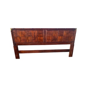 Asian Henredon Wood Faux Bamboo King size Headboard