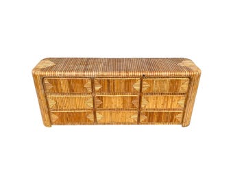 Waterfall Pencil Reed Split Bamboo Nine-Drawer Dresser