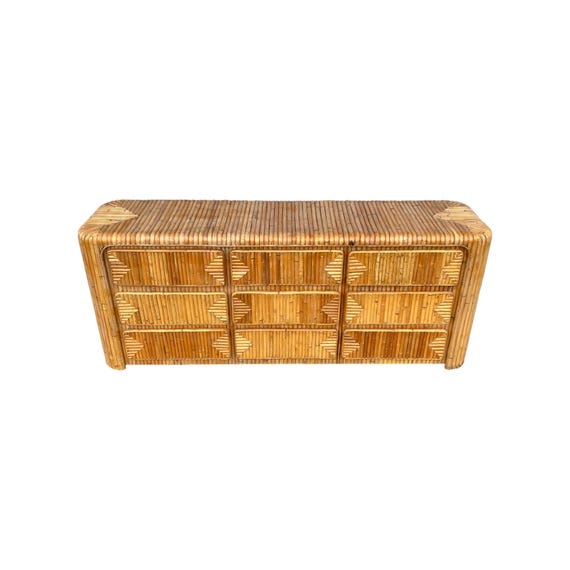 Waterfall Pencil Reed Split Bamboo Nine-Drawer Dresser