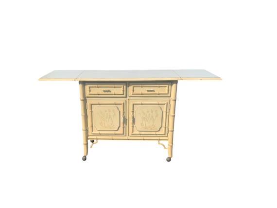 Vintage Dixie Aloha Faux Bamboo Pop-up Server bar cabinet