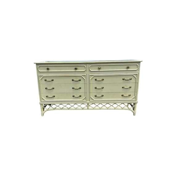 Ficks Reed Rattan Bamboo Dresser Credenza Palm Beach Coastal 8 drawers