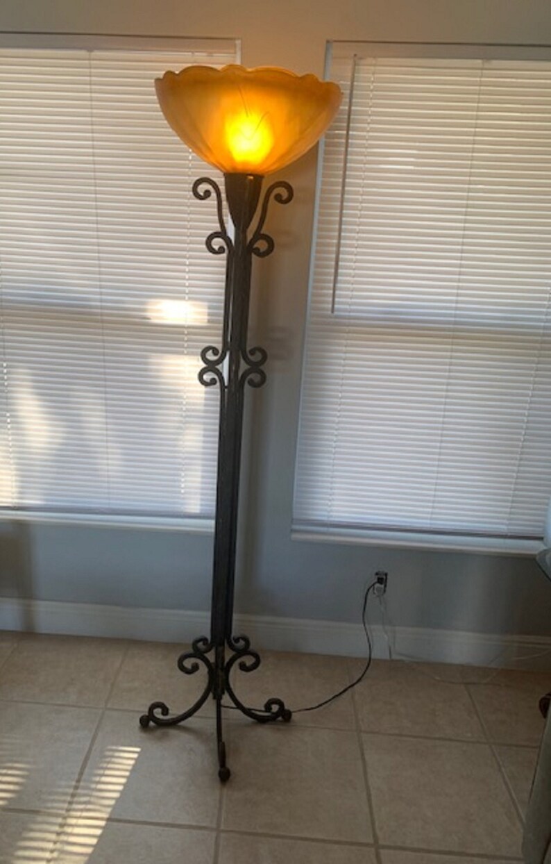 Vintage Wrought Iron Floor Lamp, Home Decor,wrought Iron Lamp Etsy