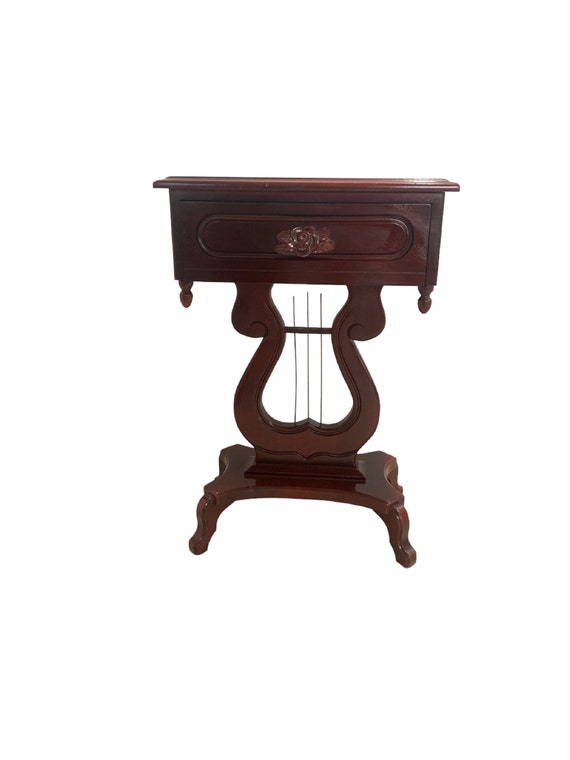 Harp table with marble top deals