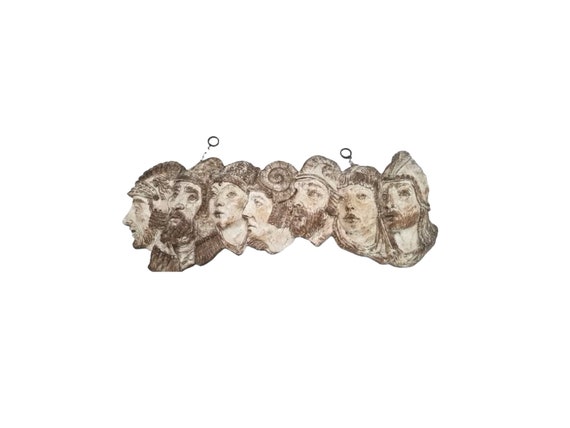 Mid Century Harold Studios 3-D 7 Heads Sculpture Wall Hanging