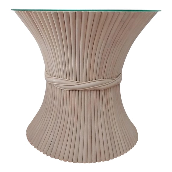 McGuire sheaf of wheat half moon table with glass (Shipping not included)