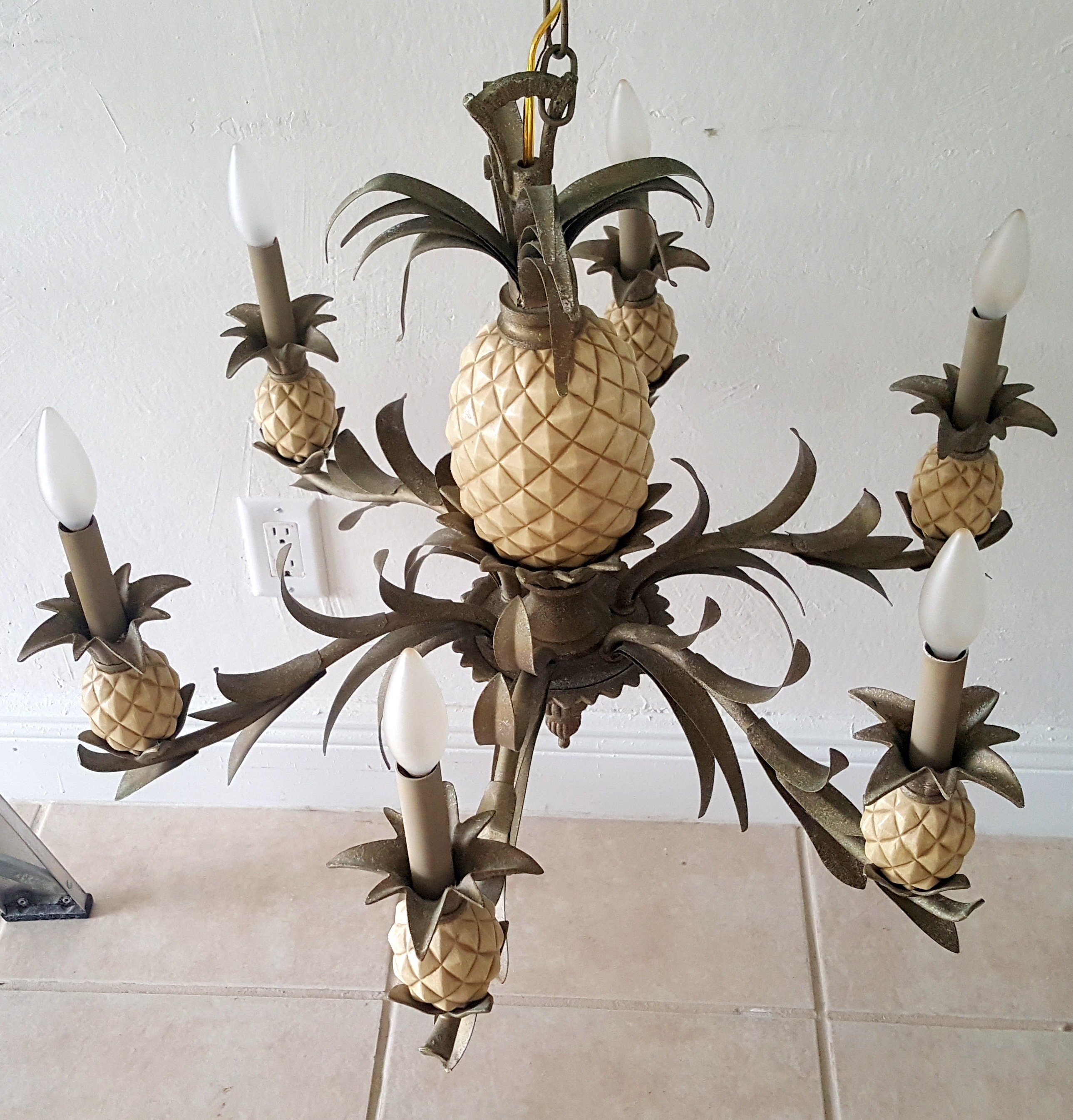 Metal Pineapple Chandelier – The Antique And Artisan Gallery Online