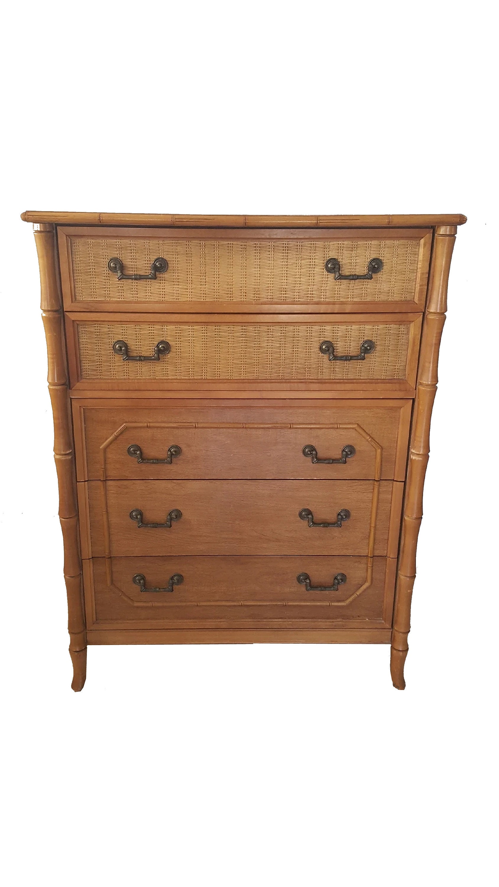 Broyhill Faux Bamboo Tallboy Chest 5 Drawers - Etsy