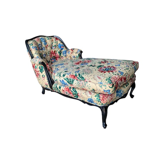 Vintage French Provincial Floral Chaise lounge