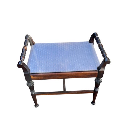 Antique Victorian Hand Carved Upholstered Stool