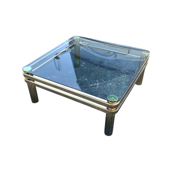 Hollywood Regency Brass and Glass Table, Manner of Milo Baughman