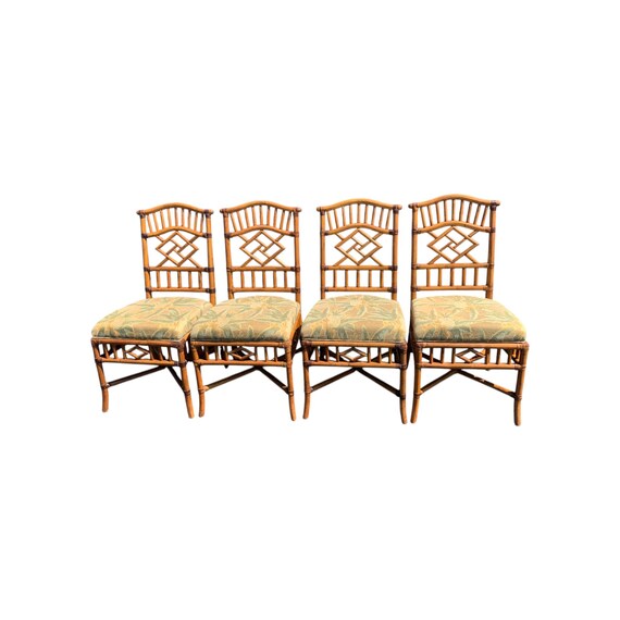 Lexington Tommy Bahama  Rattan Chinese Chippendale Dining chairs lot of 4
