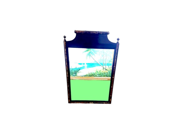 Henry Link Faux Bamboo Black and burnt bamboo mirror 27"x41"