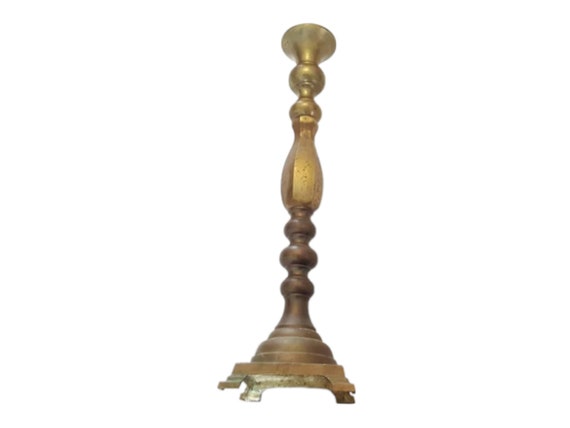 Vintage solid brass candle holder 21.5"