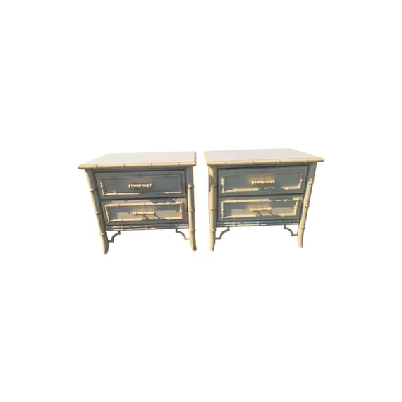 Dixie Aloha Faux Bamboo Nightstands Brown Original Condition A pair