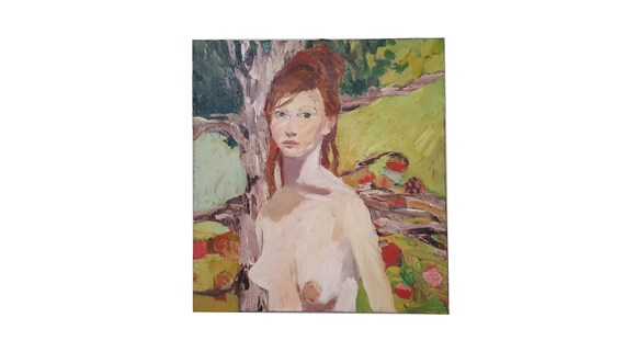 Original Palette Espatula Oil on Canvas Painting Portrait Unsigned