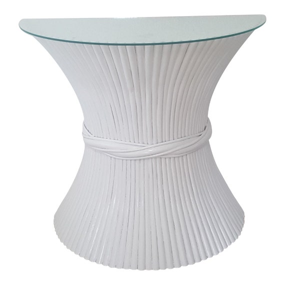 McGuire sheaf of wheat half moon table with glass (Shipping not included)