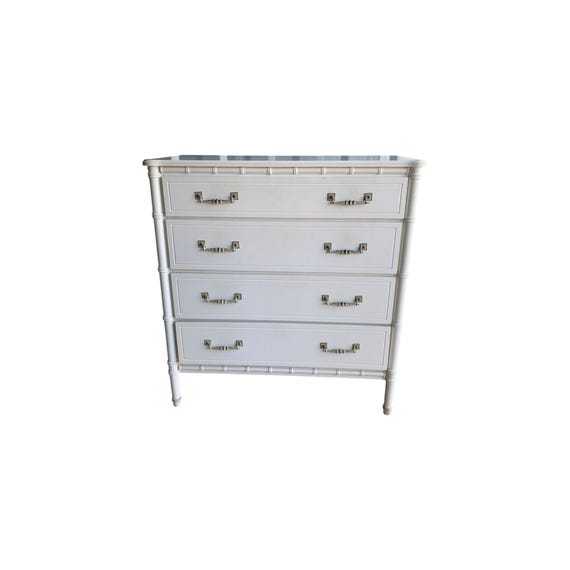 Faux Bamboo Henry Link Style Bachelor Chest 1970s Vintage 4 drawers