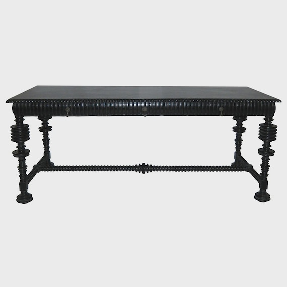 Mediterranean Noir Furniture Portuguese Writing Desk Black