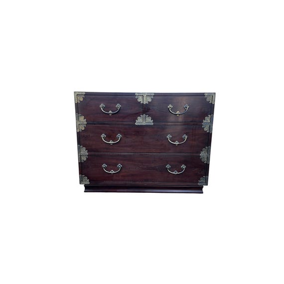 Henredon Asian Japanese Tansu Campaign Style Bachelor Chest of Drawers