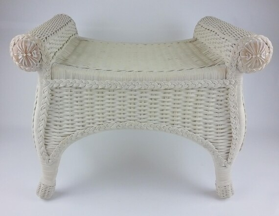 Pier 1 One Jamaica Imports Wicker Wood Vanity Desk Stool Etsy