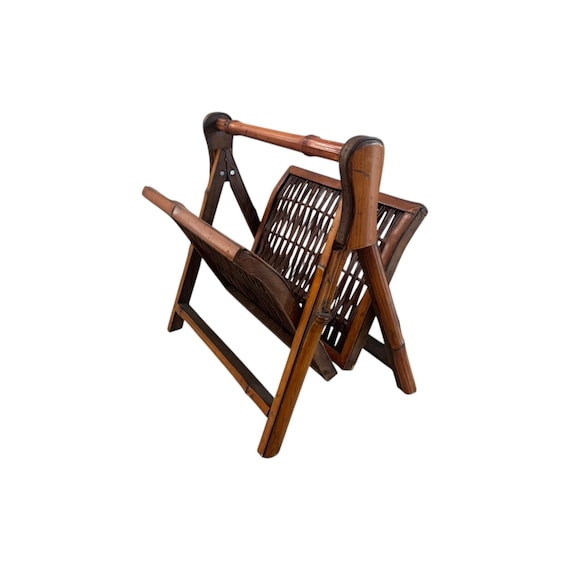 Early 20th Century Style Folding Bamboo Magazine Rack 15.5" H