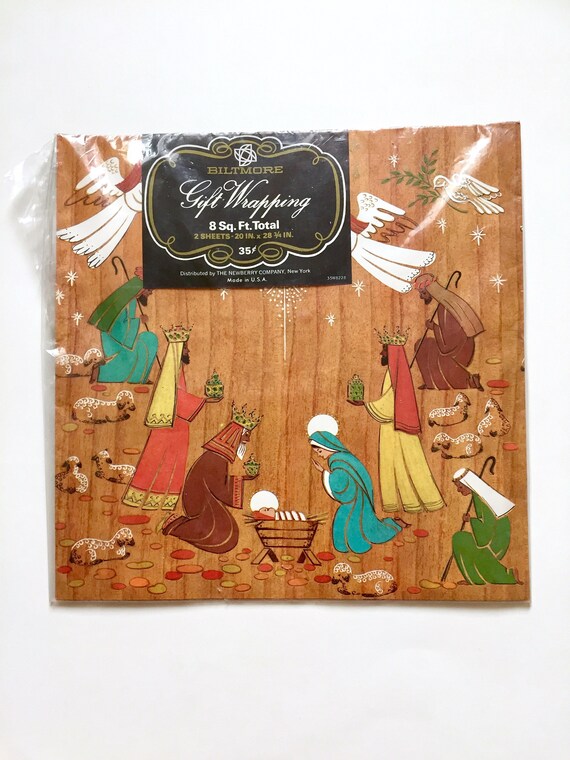 Vintage Biltmore Paper Gift Wrap Christianty Christmas Birth Etsy