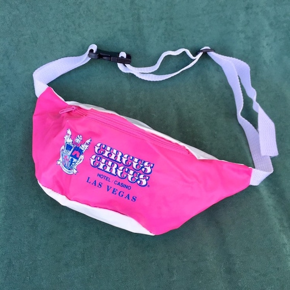 Las Vegas Circus Circus Vintage Bright Hot Pink White PVC Vinyl
