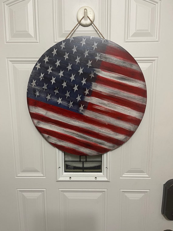 18 Inch American Flag Door Hanger Rustic Etsy