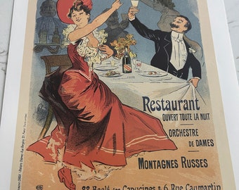 French Tavern Poster, Taverne Olympia Artwork by Jules Chéret, Old