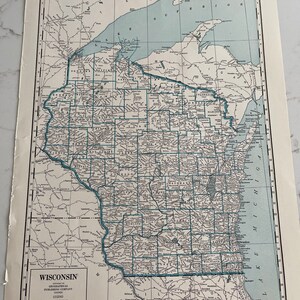 Wisconsin, Wyoming, USA, 1914, Rand-McNally, Map, Double-Sided, 14x10 », Géographie, Histoire, Papier, vintage, ~ M-15-11
