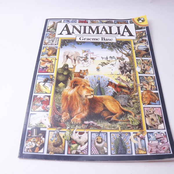 Animalia, Graeme Base, Picture Puffins, Color Illustrations, Vintage, Picture Book, Child Reading, Nursery Library, ~ 20-34-1202